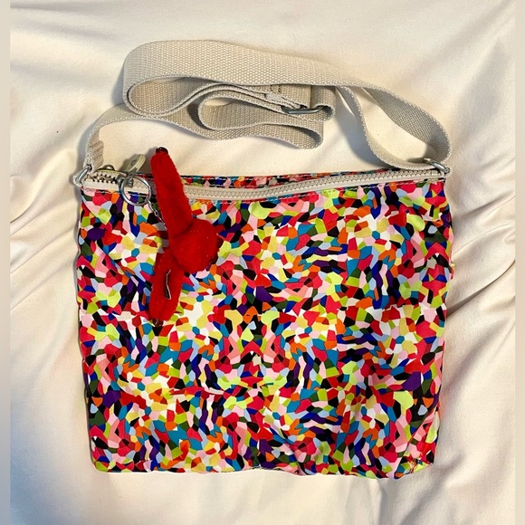*EUC* KIPLING Davina “Confetti” Crossbody Bag - Multicolor w/Red Monkey Fob - Picture 3 of 14
